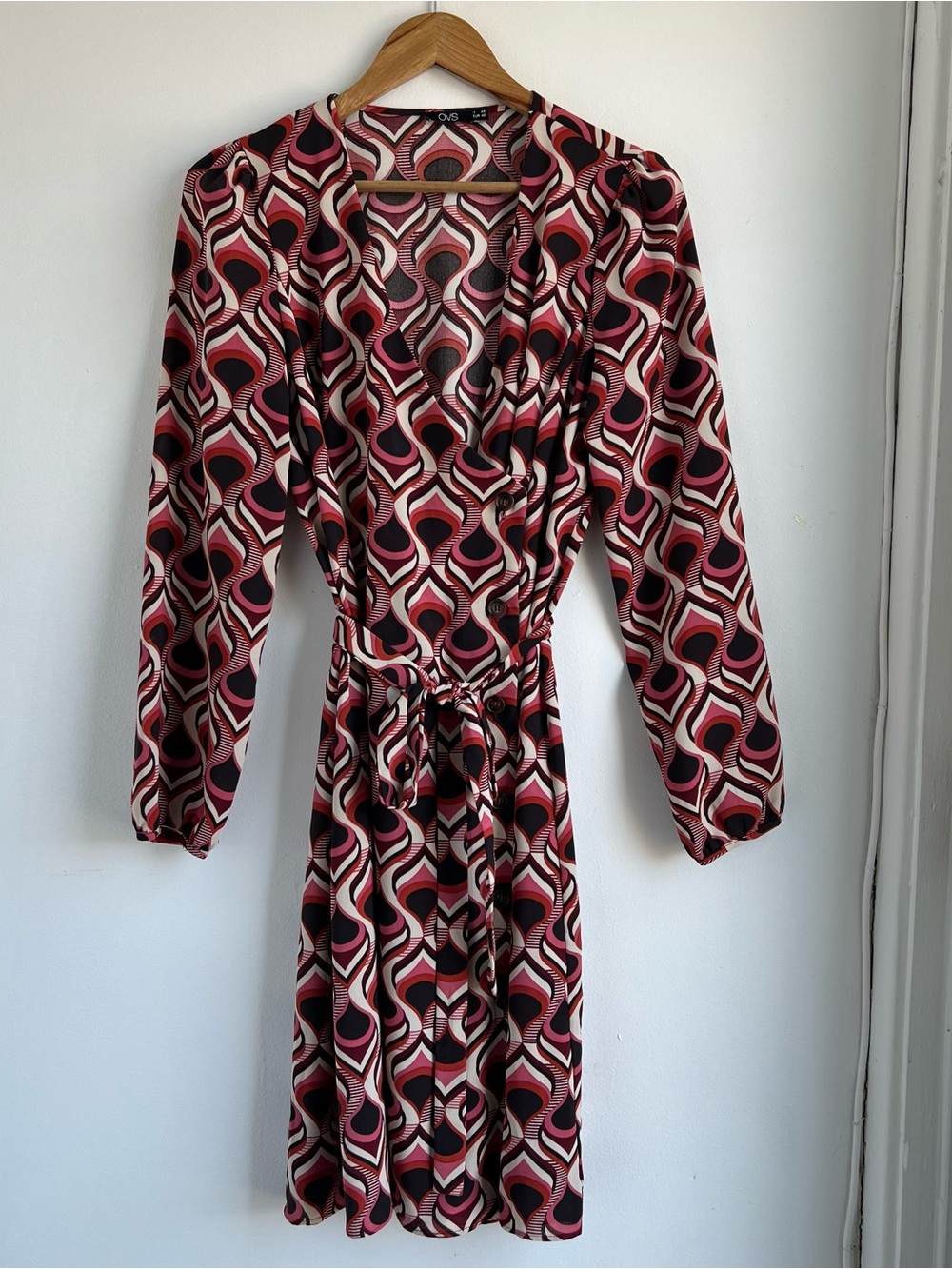 Retro Geometric Long Sleeve Dress